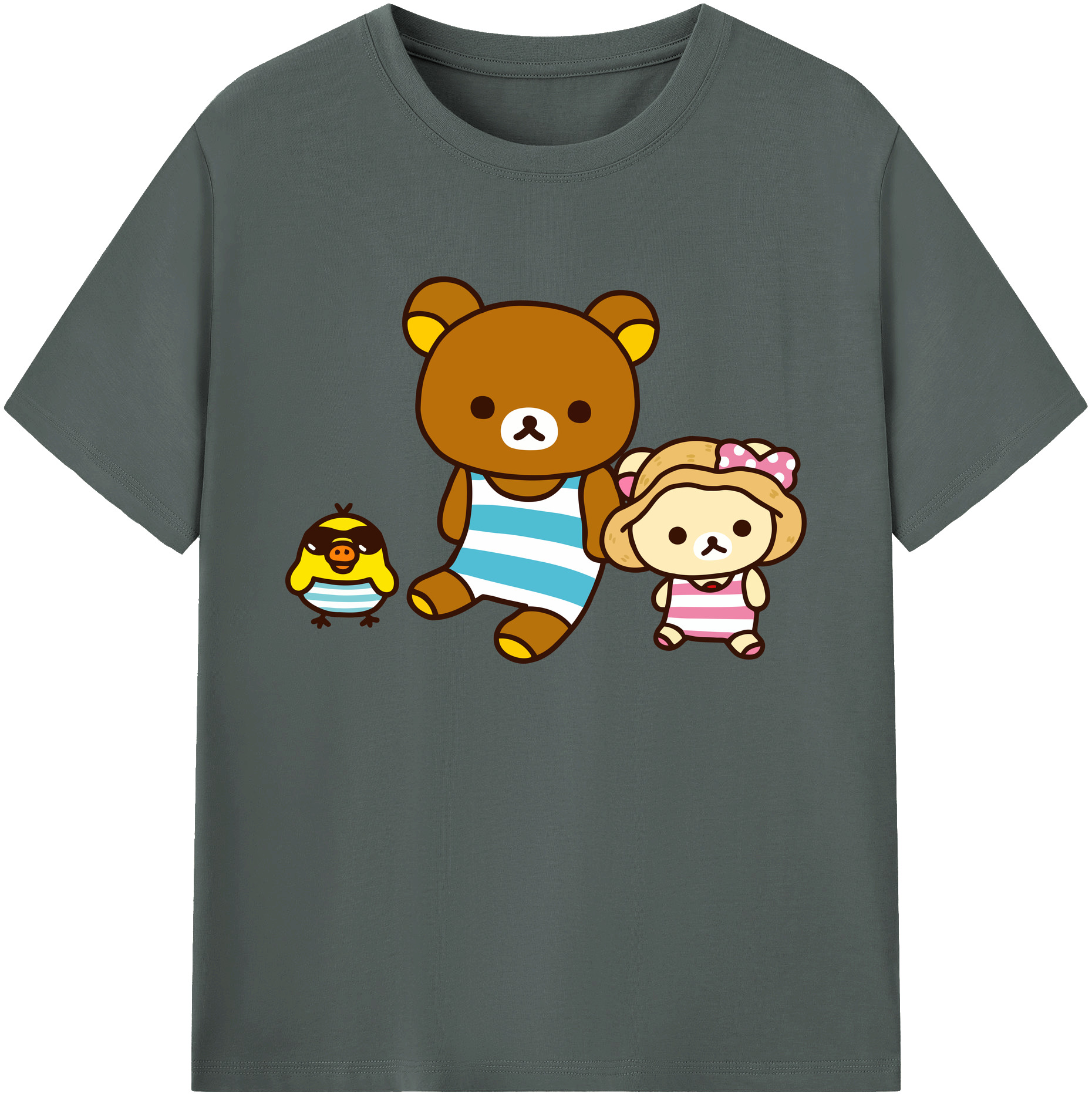 （画像用） リラックマ リラックマ キイロイトリ Rilakkuma Korilakkuma Kiiroitori 綿100％ メンズ半袖Tシャツ｜肌触りやわらか＆通気性